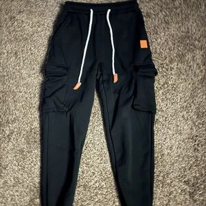 Nike Black Cargo Pants with Orange Highlights